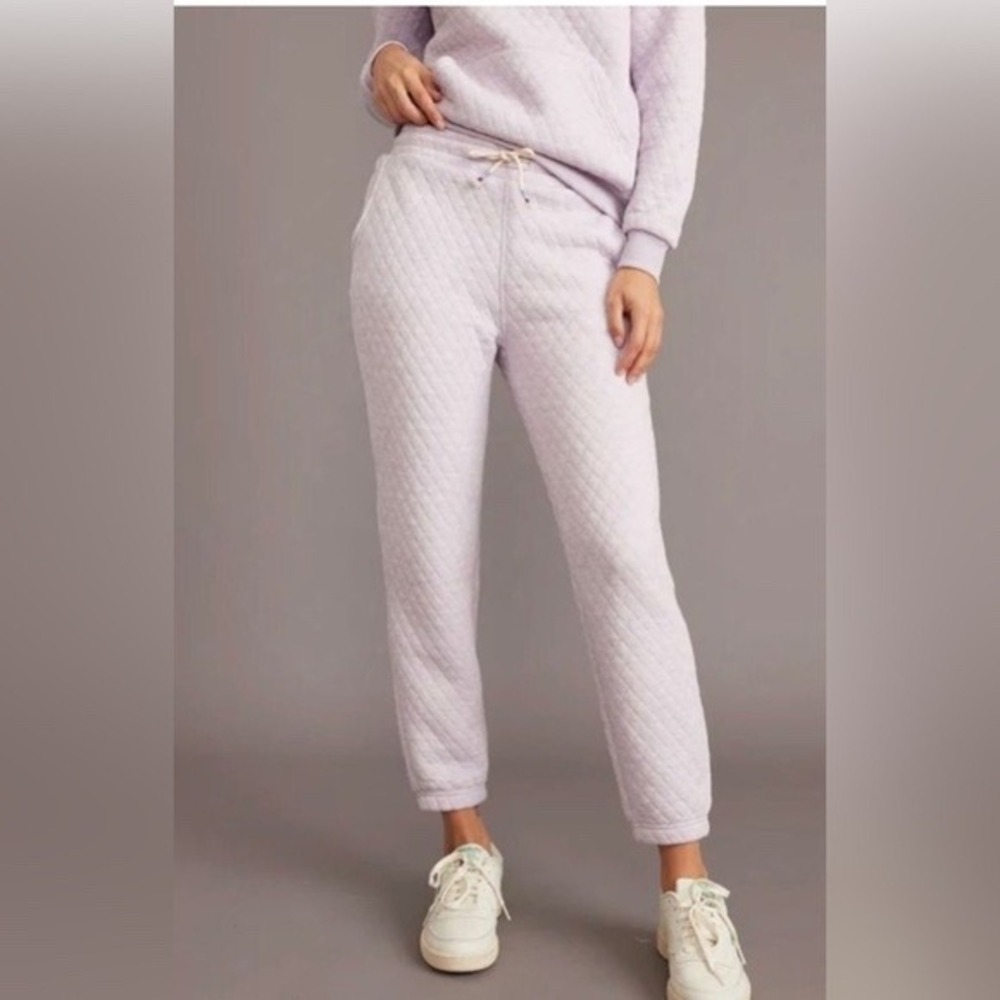 Marine Layer Women Corbet Quilted Jogger Pants XL Lavender Purple Drawstring